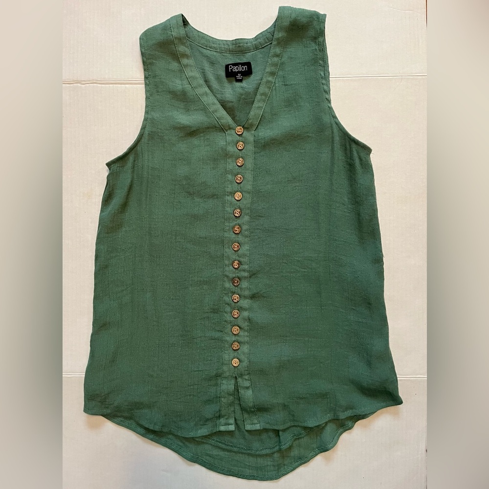 Papillon Green Sleeveless Blouse